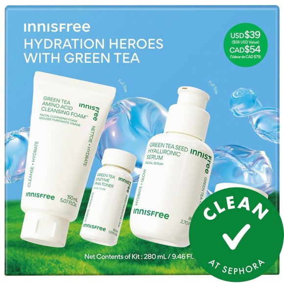 Innisfree Hydration Heroes with Green Tea Skincare Set - Picture 2 of 10